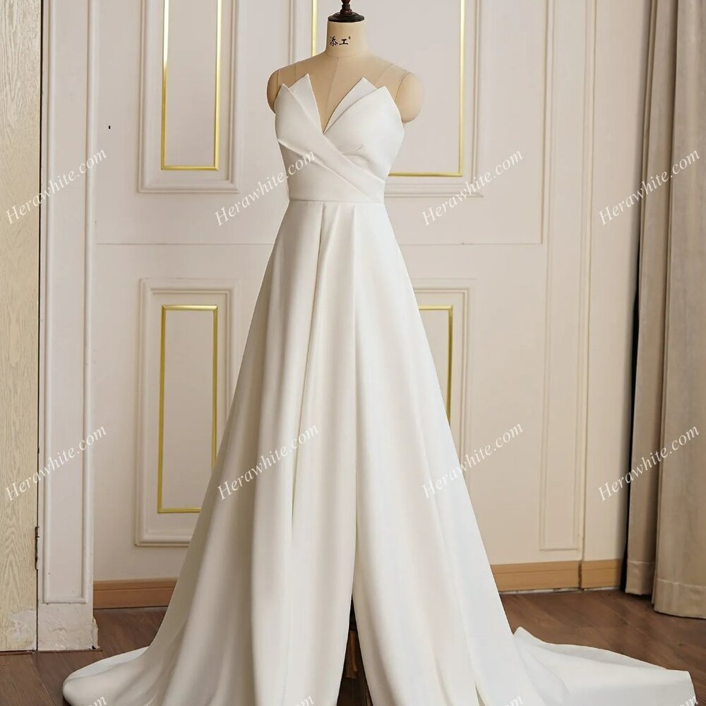 Modern Satin A-line Wedding Dress with Split